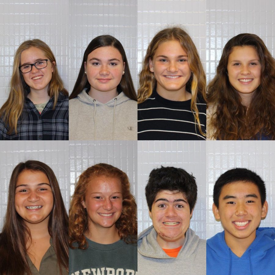 Class of 2022 student body officers—(from left to right) (top): Sarah McMahon (student rep), Sophie Strozier (student rep), Claire Nistl (treasurer), Claire Kurja (VP). (bottom): Jessi Cooper (president), Meryn DeSimone (student rep), Owen Bailey (student rep), Ryan Luo (secretary), not pictured: Grace Rebello (student rep). 