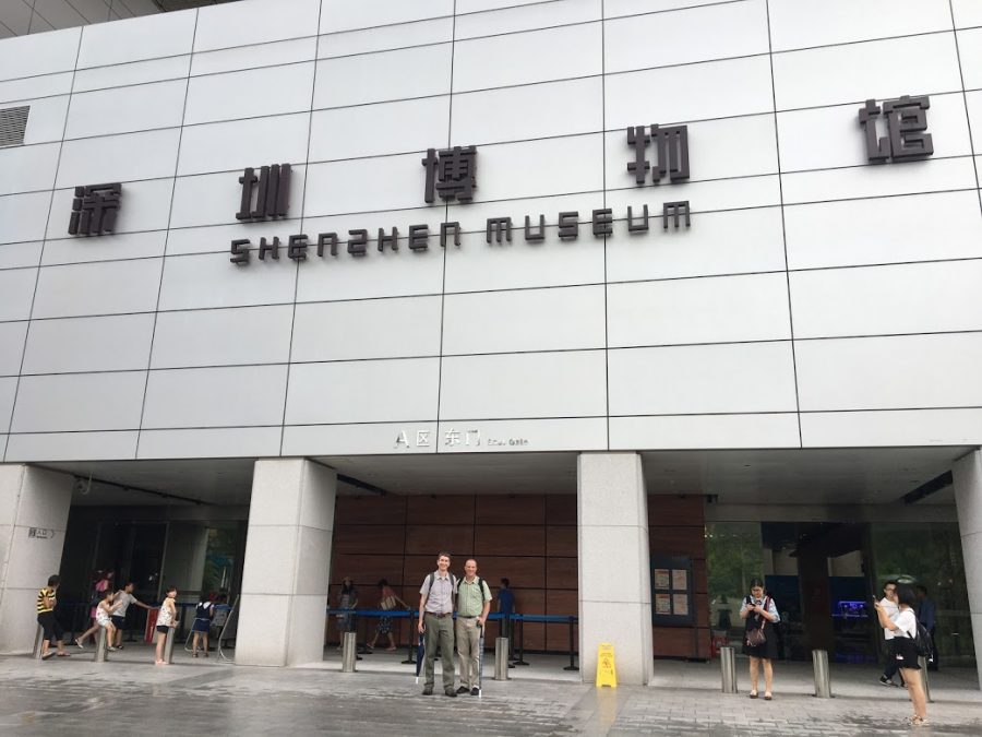 Mr. Campbell and Mr. Hickey in front of the Shenzhen Museum.