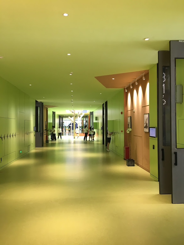Inside one of the hallways in the Mingde Experimental School.
