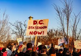 Citizens of the District of Columbia protest and call for Statehood. 