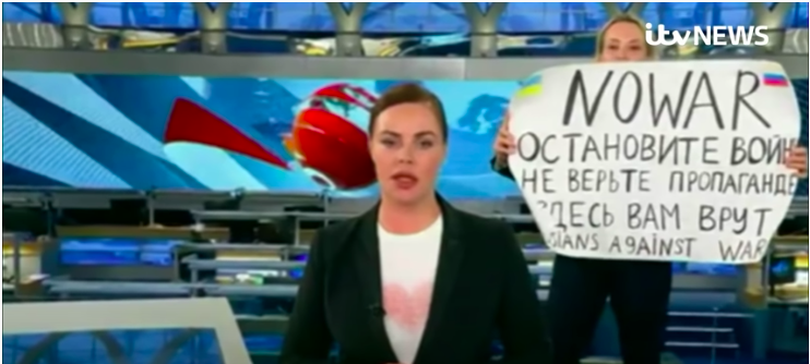 Journalist Marina Ovsyannikova ran on to the set of the networks live nightly broadcast to protest the War in Ukraine. 