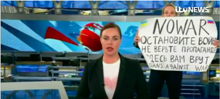 Journalist Marina Ovsyannikova ran on to the set of the network's live nightly broadcast to protest the War in Ukraine. 