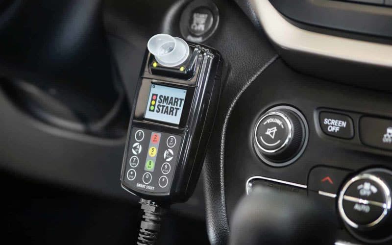This interlocking ignition device, seen here, requires the driver to take a breathalyzer before being able to start the vehicle. 