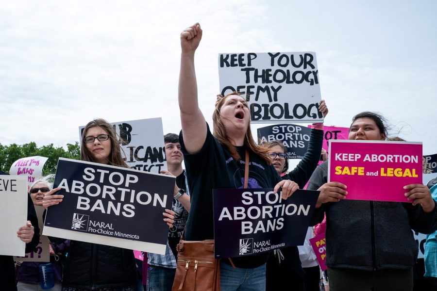 People who are pro-choice protesting to keep abortions legal.