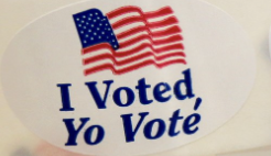 Voting sticker. 