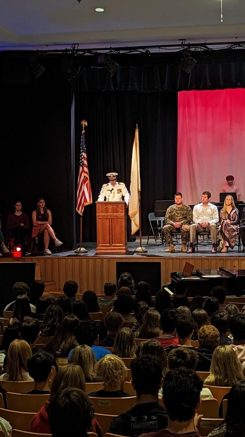Deputy Chief Judge Bill Martin, speaks to the HWRHS community about how there is a place for anyone who wants it in the military. 
