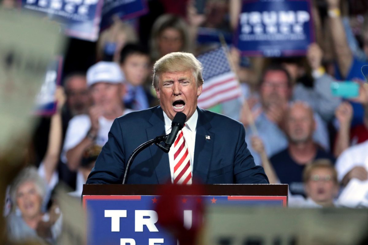 Trump at a Rally in Arizona during his 2016 election campaign. 
