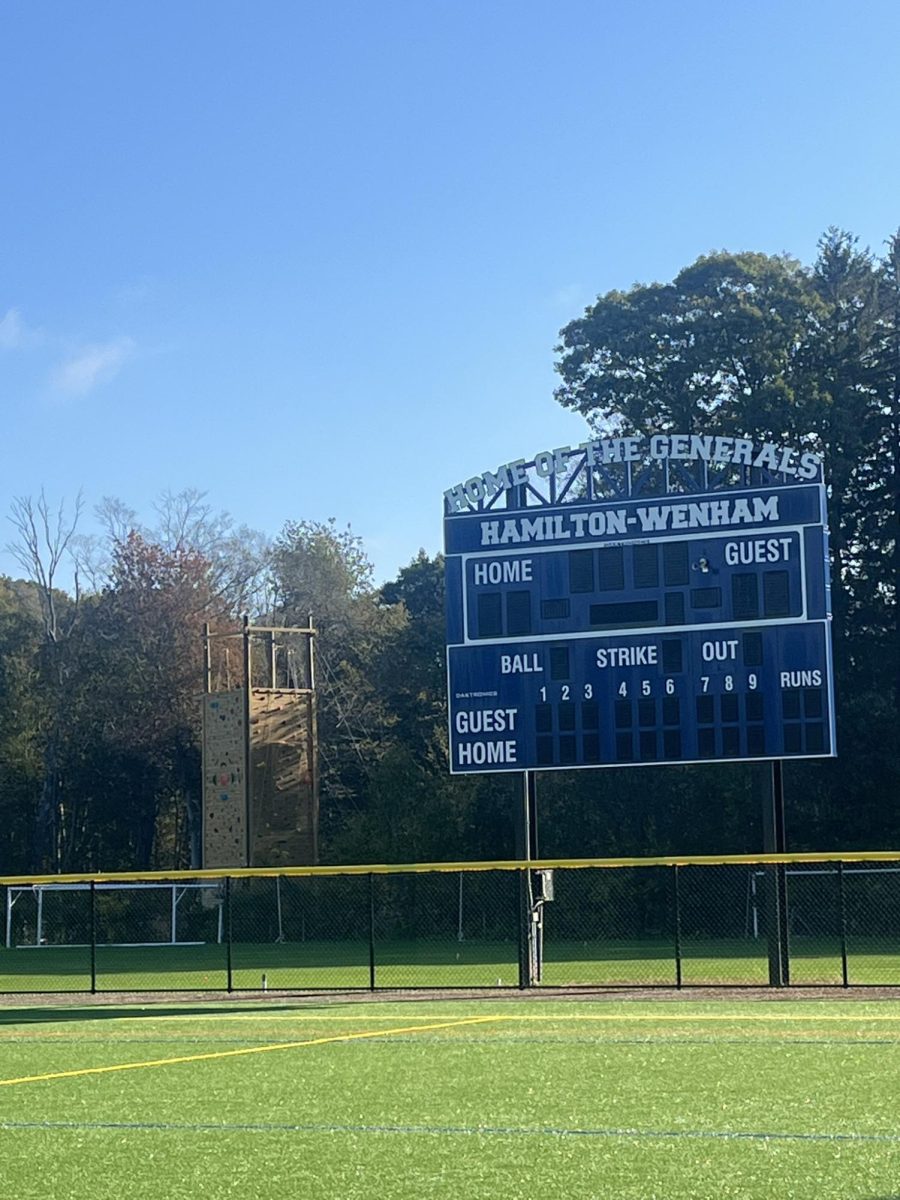AUX fields scoreboard, along with new climbing wall. 